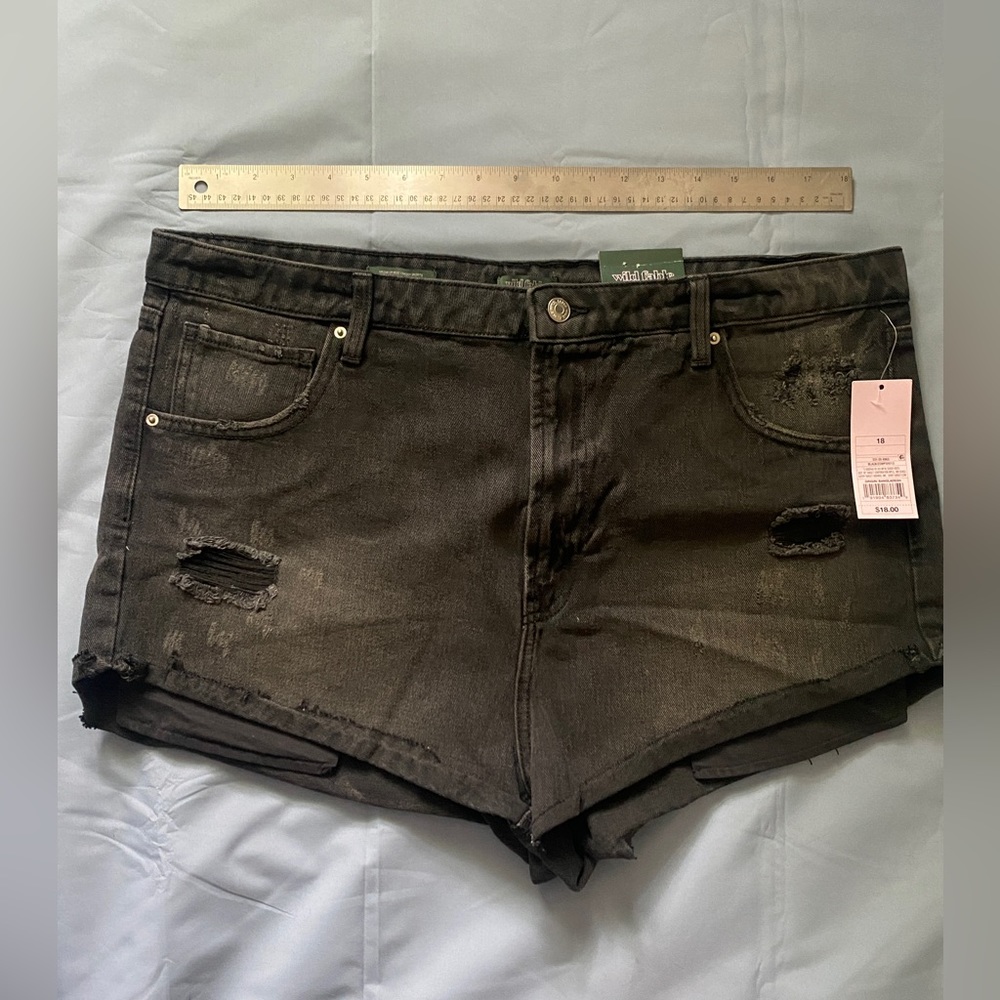 Wild Fable Highest Rise Cheeky Jean Shorts: Black - Women’s Size 18 / 36